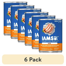 6-pack IAMS Proactive Health senior wet dog food cans, chicken and rice