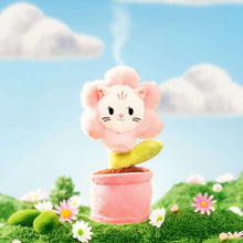 Pink cat flower plush fragrance toy in a pink fabric pot with green leaves