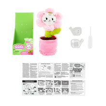 Cat flower plush fragrance toy kit with packaging, icons, and instructions shown