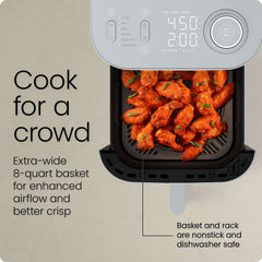 Chefman 8 Qt. Crispinator Air Fryer w/ Powerful DC Motor & 450°F Max Temp, Concrete