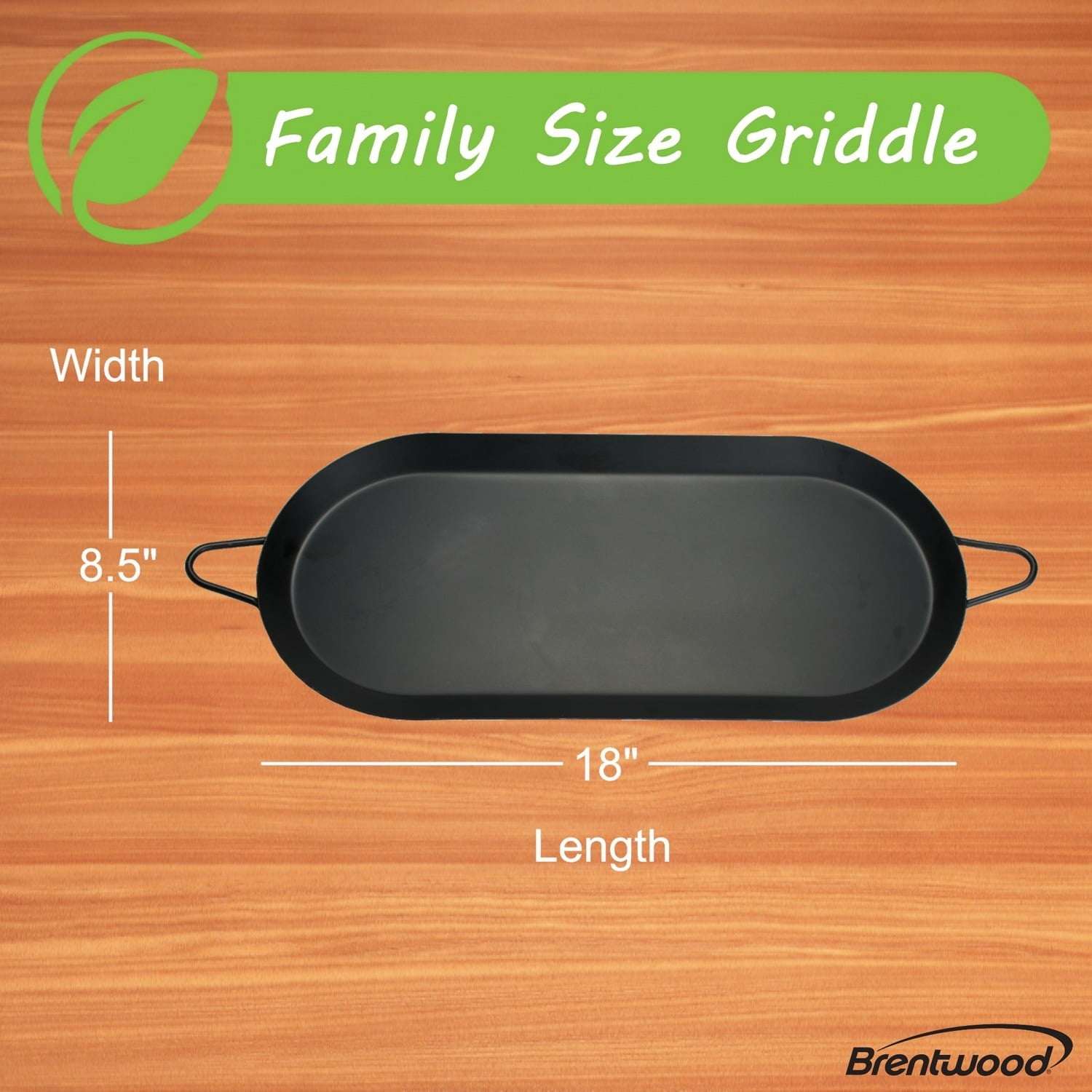Brentwood Carbon Steel Nonstick Comal Griddle for Double Burner, 18 In. x 8.5 In.
