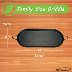 Brentwood Carbon Steel Nonstick Comal Griddle for Double Burner, 18 In. x 8.5 In.