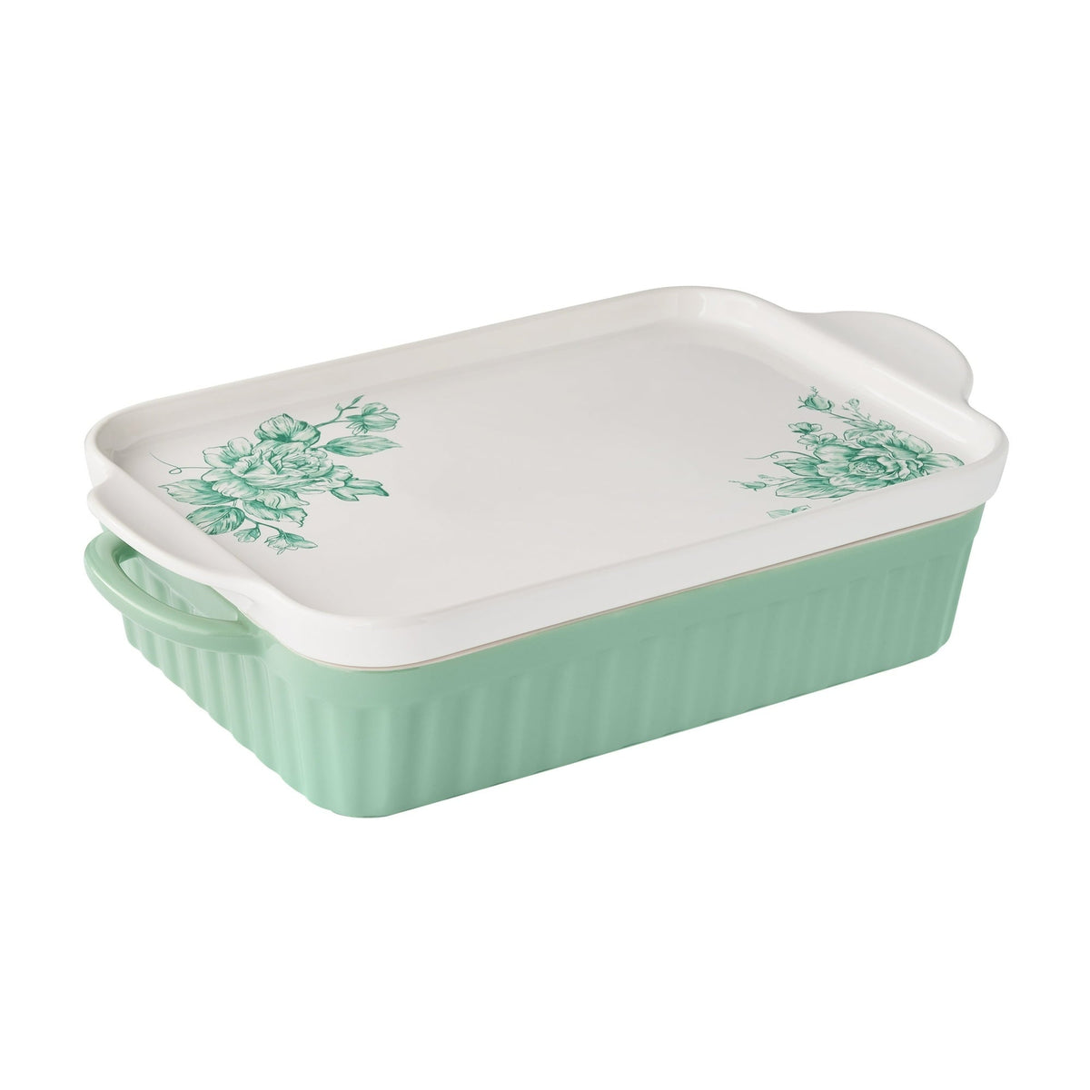 The Pioneer Woman Agatha Rectangular Baker with Platter Lid, 9" x 13"