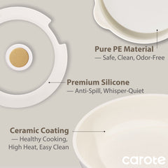 Carote Nonstick Detachable Pots and Pans Set, 6 Pieces Non Toxic Cookware Set with Induction, Oven/Dishwasher Safe, Easy for Storage, Granite White