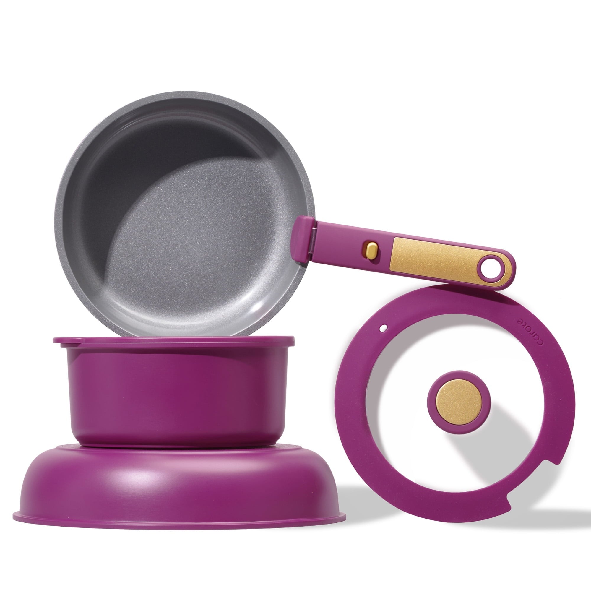Carote Nonstick Detachable Pots and Pans Set, 6 Pieces Non Toxic Cookware Set with Induction, Oven/Dishwasher Safe, Easy for Storage, Granite White