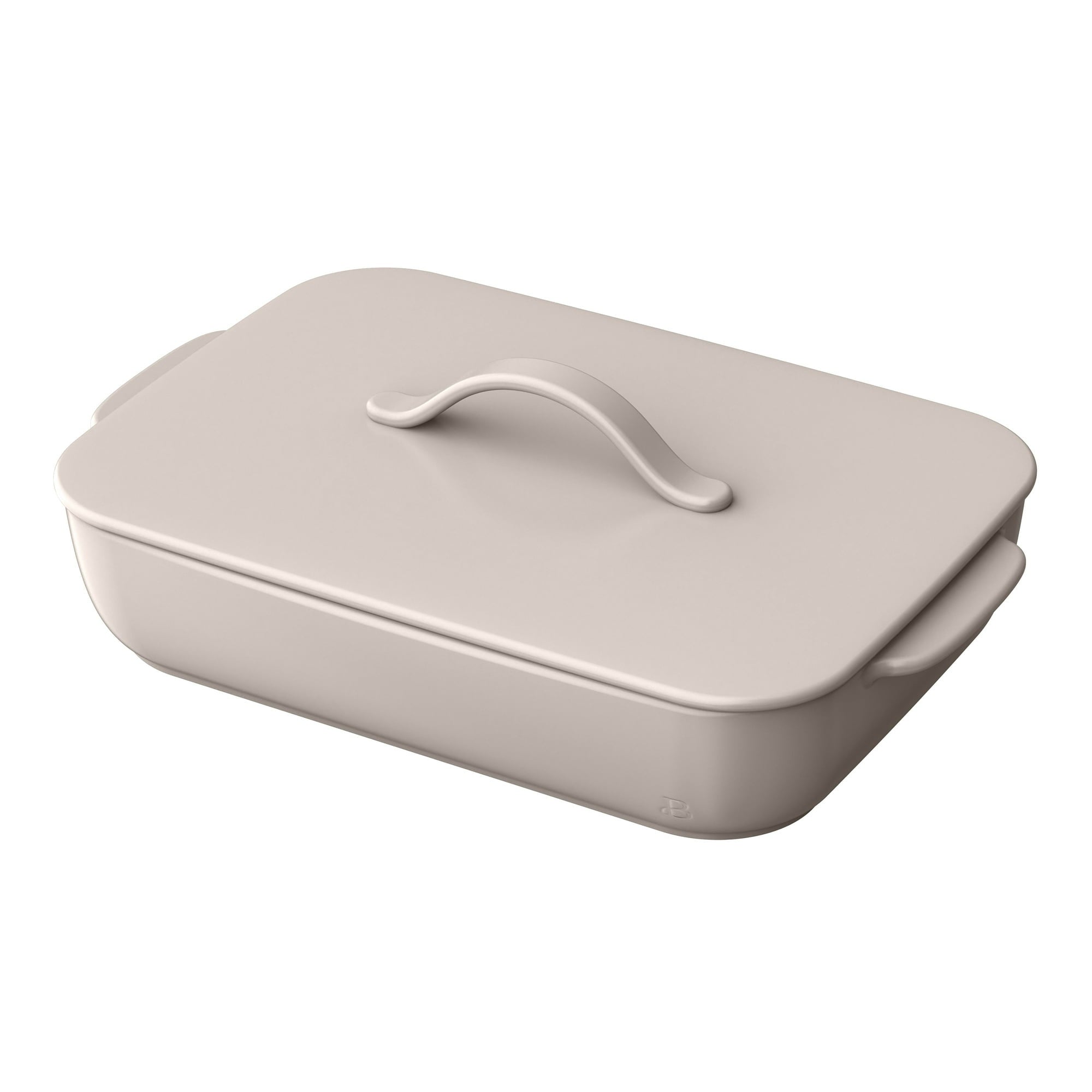 Beautiful 9”x13” Covered Stoneware Baking Dish, Porcini Taupe by Drew Barrymore