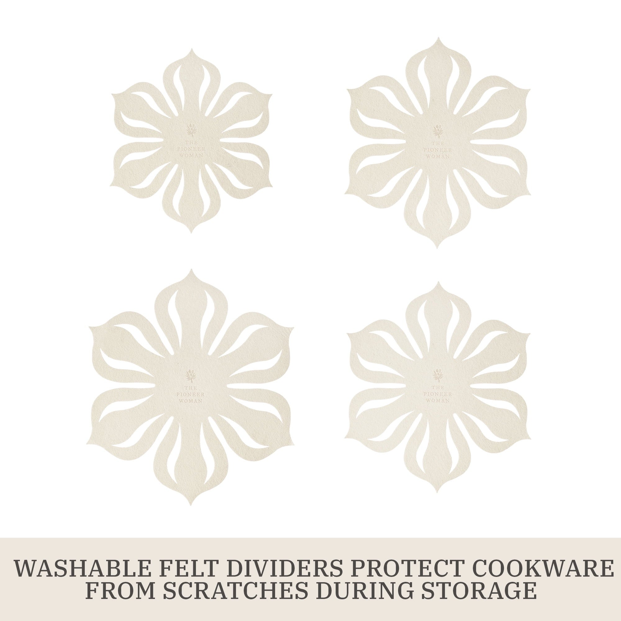 The Pioneer Woman Sutton 17-Piece Ceramic Cookware Set with Strainer Lids and Cookie Sheet with Rack, Cream