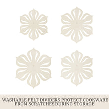 Washable felt cookware dividers with floral pattern, four-piece set