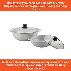 IMUSA 2.5/7.0qt Cast Aluminum Caldero 2pc Set with Glass lid - 22/30cm