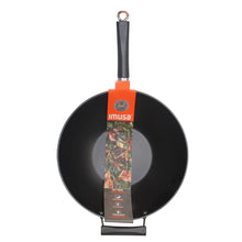 14 in preseasoned cast iron wok with hanging loop and cool-touch handles