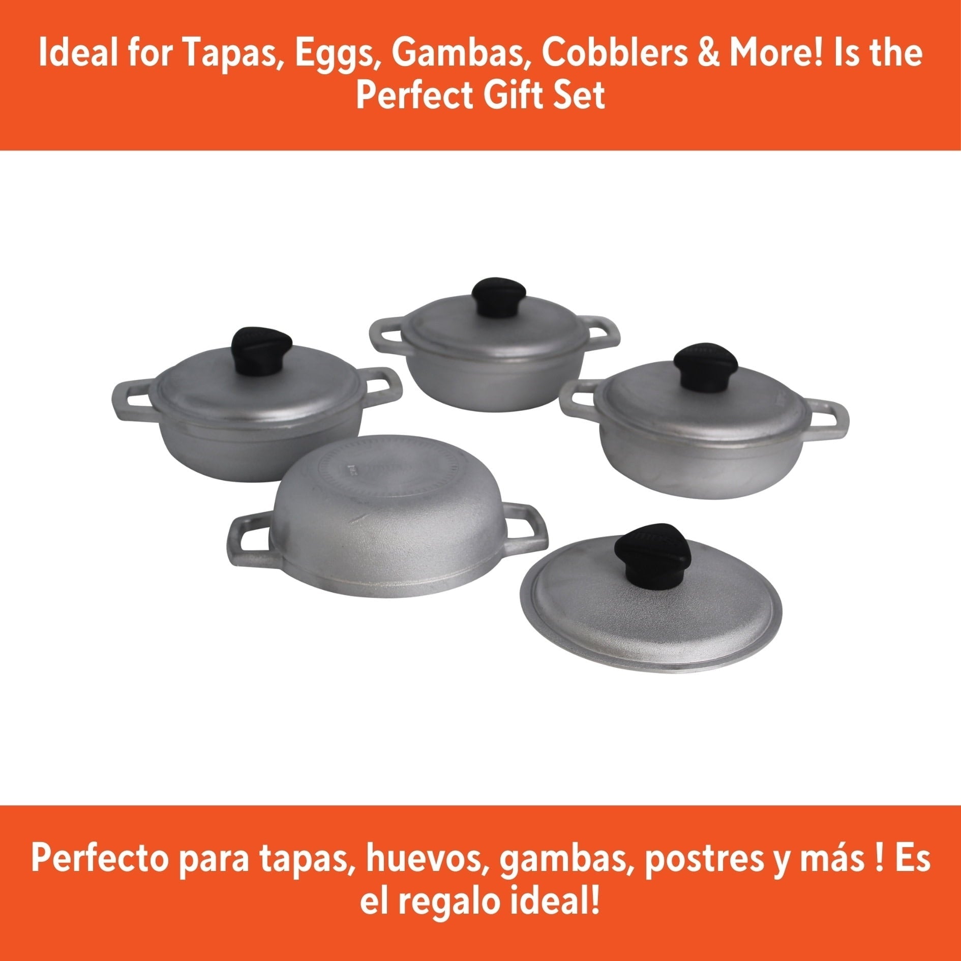 IMUSA 0.5qt Cast Aluminum Mini Caldero 4pc Set