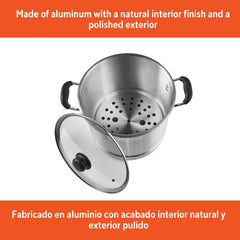 IMUSA 16qt Aluminum Steamer with Glass Lid & Cool Touch Handles