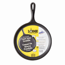 Seasoned cast iron griddle/comal with loop handle, round cooking surface