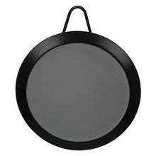 Round black nonstick carbon steel griddle comal with loop handle