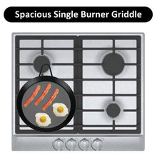 Round black griddle comal with loop handle, nonstick cooking surface for eggs