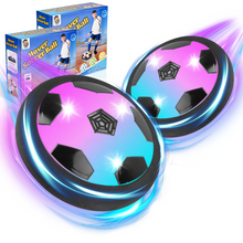 2-pack hover soccer ball toys with LED glow, pink and blue flashing lights
