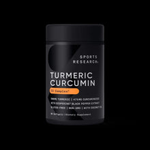 Turmeric curcumin supplement bottle, front label with C3 Complex