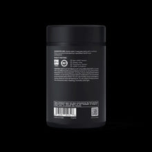 Collagen supplement bottle with barcode, QR code, and manufacturing info label