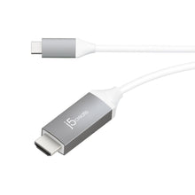 USB-C to HDMI adapter cable with gray USB-C plug and HDMI plug, white cord