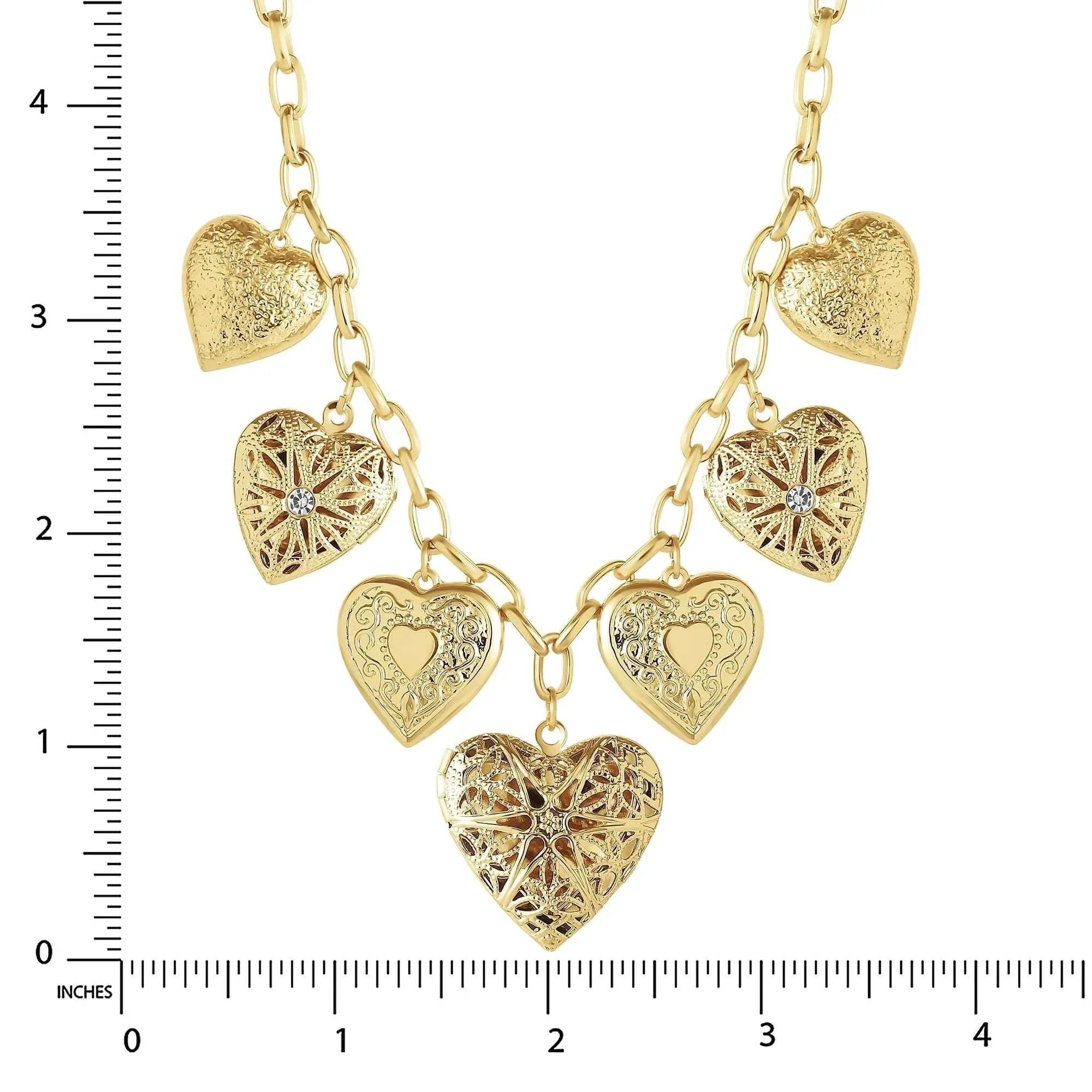 Jessica Simpson Women's Multi Heart Charm Necklace