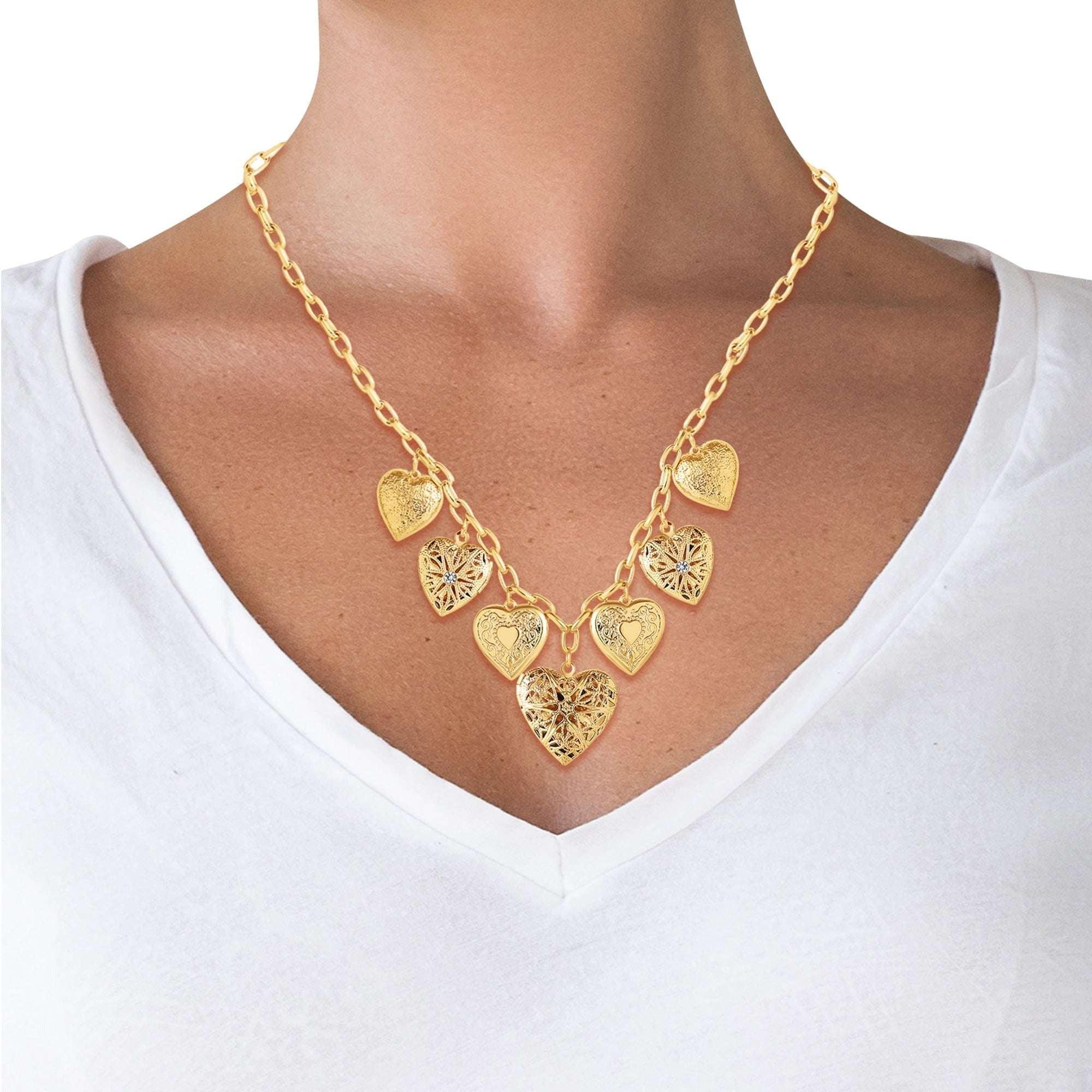 Jessica Simpson Women's Multi Heart Charm Necklace