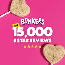 Freeze-dried chicken cat treat lollipop hearts with "15,000" 5-star review text