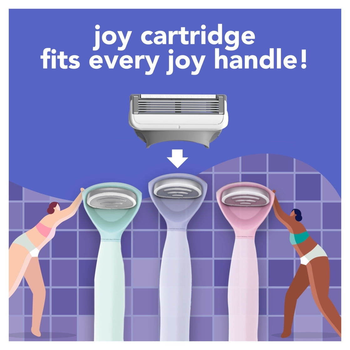 joy lavender razor for women, shave kit with 1 handle + 3 razor blade refills, includes shower holder