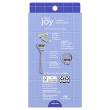 Shaving razor starter kit package back with handle and cartridge diagram
