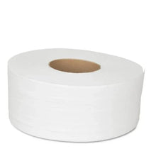 White jumbo toilet paper roll, open center hole, 2-ply