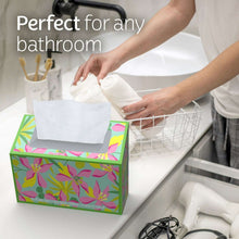 Kleenex Hand Towels box on bathroom vanity with a tissue towel sheet