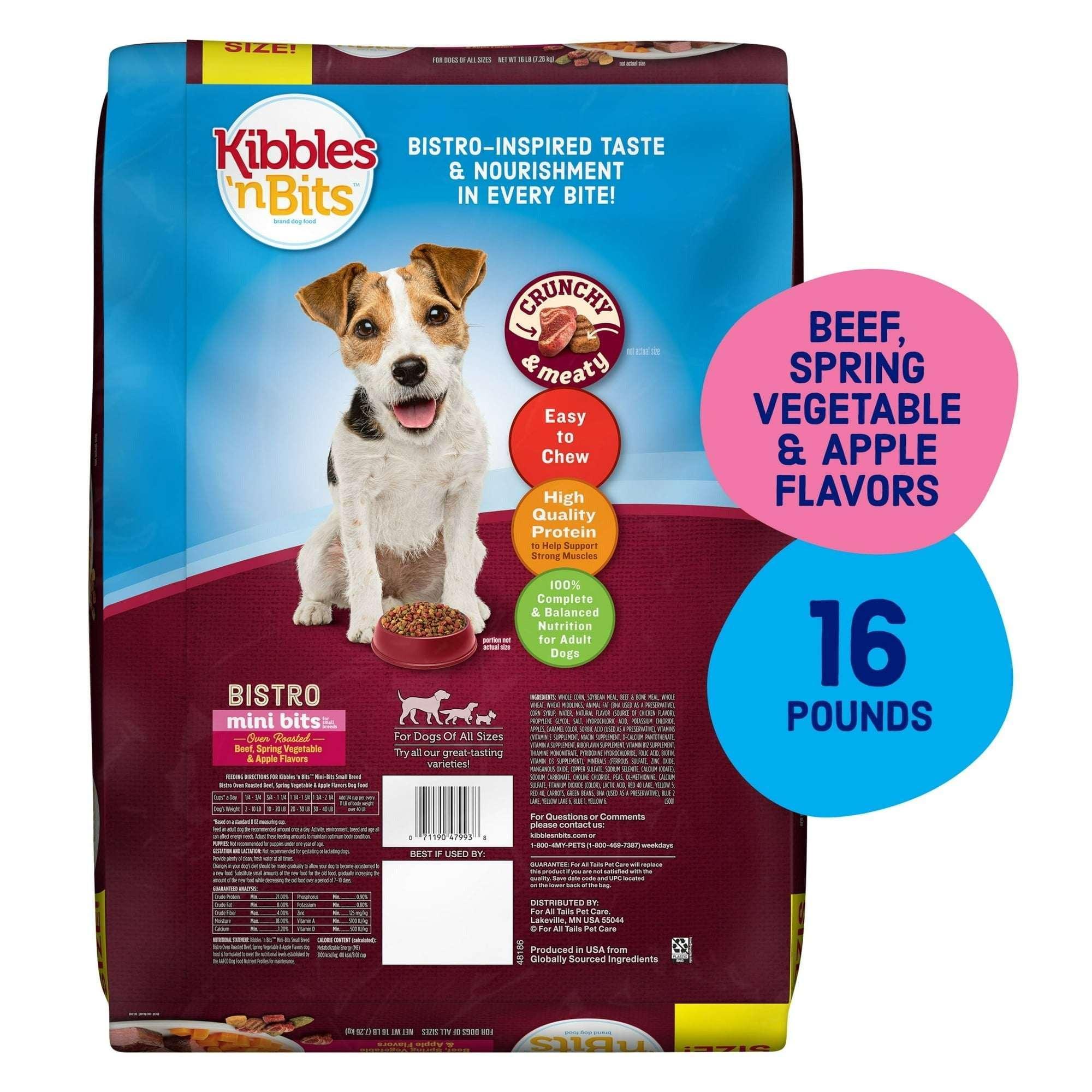 Kibbles ‘n Bits Bistro Mini Bits Small Breed Dry Dog Food Beef & Apple Flavors, 16 lb. Bag