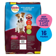 Kibbles 'n Bits Bistro Mini Bits dry dog food bag back panel, 16 lb