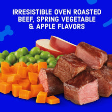 Oven roasted beef with vegetables and apple pieces for dog food