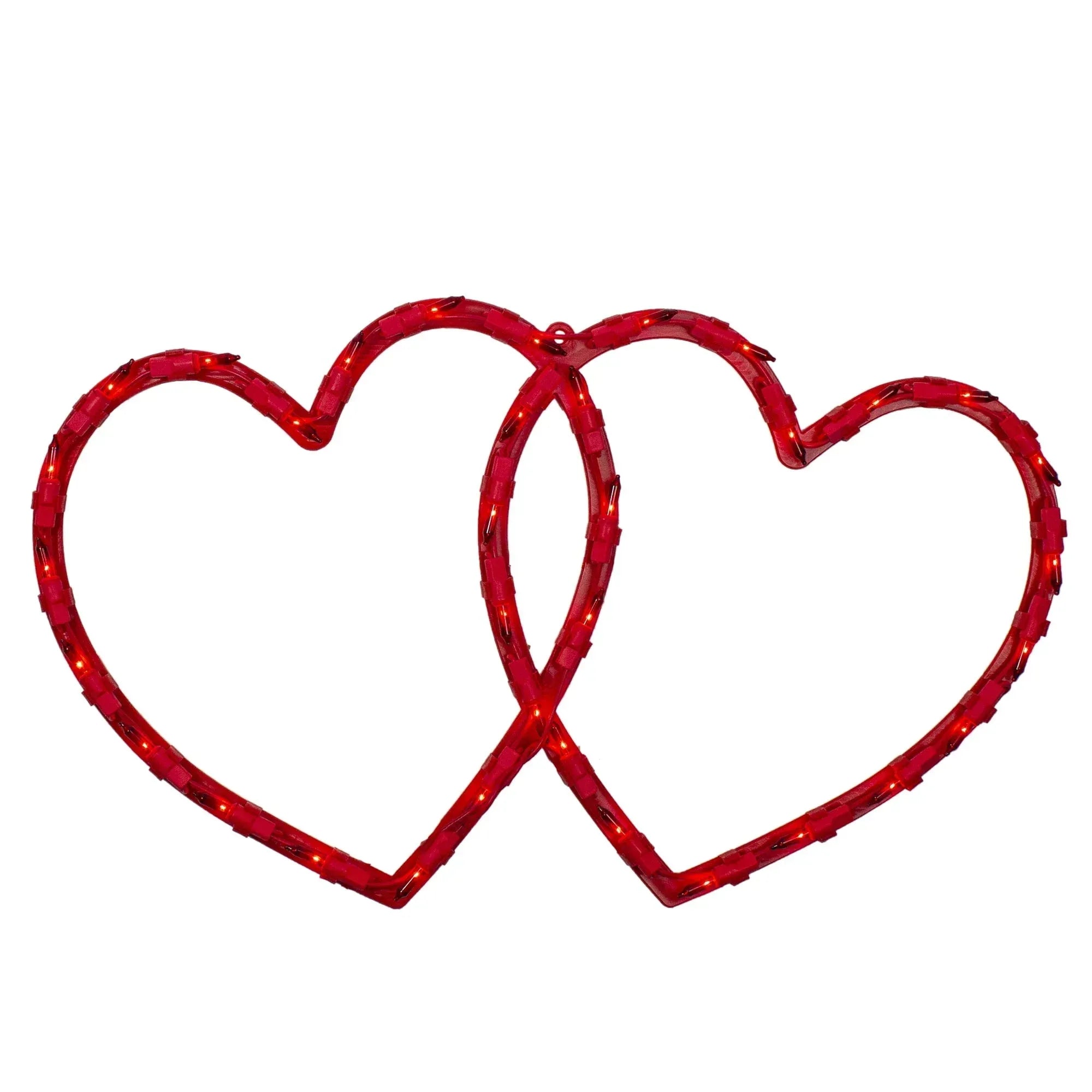 17" Lighted Double Heart Valentine's Day Window Silhouette