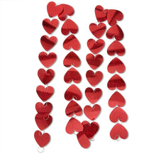 Red holographic heart chain garland with looped hanging hearts
