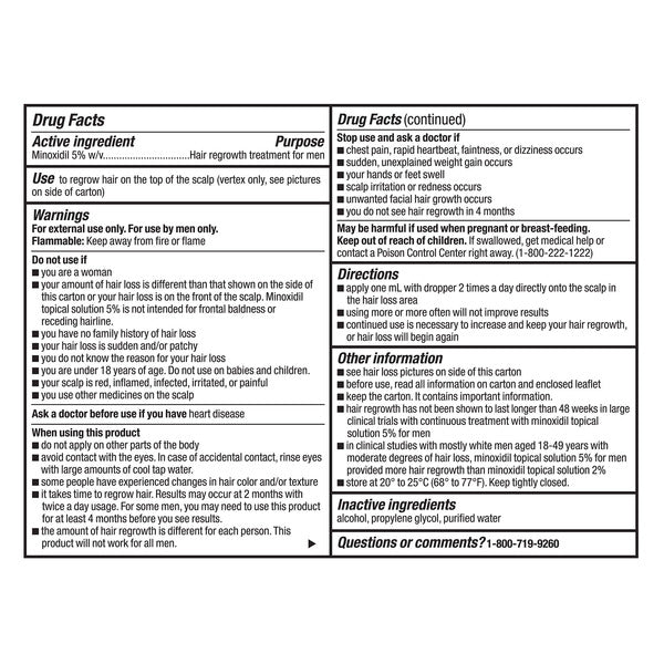 Kirkland Signature Hair Regrowth Treatment Extra Strength for Men, 5% Minoxidil Topical Solution, 2 fl oz, 6-pack
