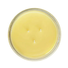 Yellow Sweet Sugared Lemon glass jar candle top view, three wick openings