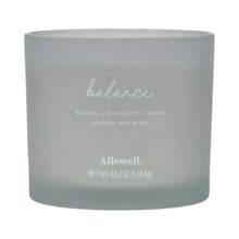 Balance spa jar candle, pale blue glass jar with large front label and smooth top
