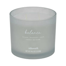 Balance spa jar candle, pale blue jar with two wicks and centered text label