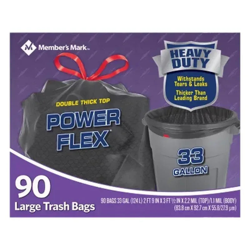 33-Gallon Power Flex Drawstring Trash Bags (90 Ct.)
