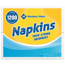 1-ply white napkin package with 4 packs, 1200 count, rectangular box