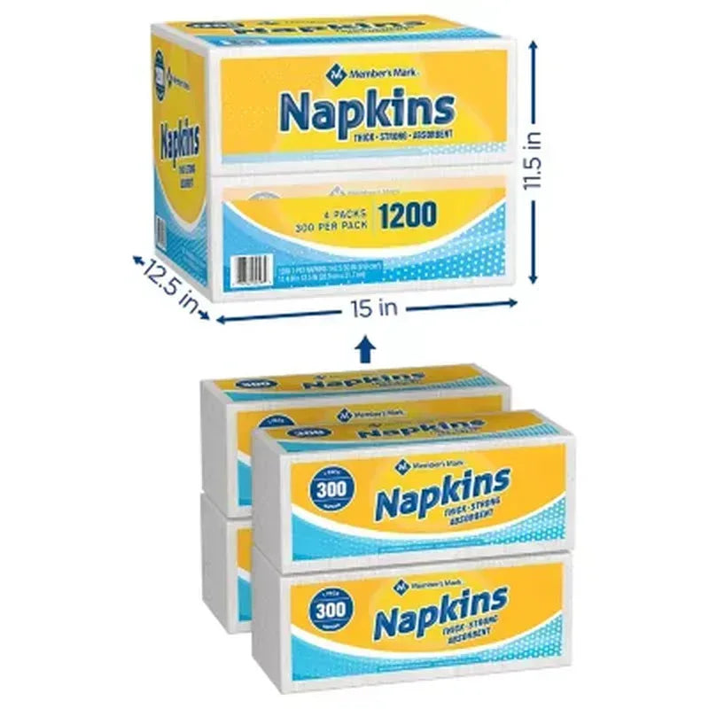 1-Ply Everyday White Napkins, 11.4" X 12.5" (4 Pk., 300 Ct. per Pack)