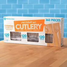 Clear cutlery combo pack box, 360 pieces with forks, spoons, knives