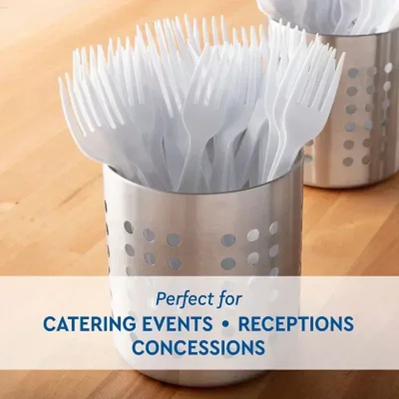 White Plastic Forks, Heavyweight (600 Ct.)