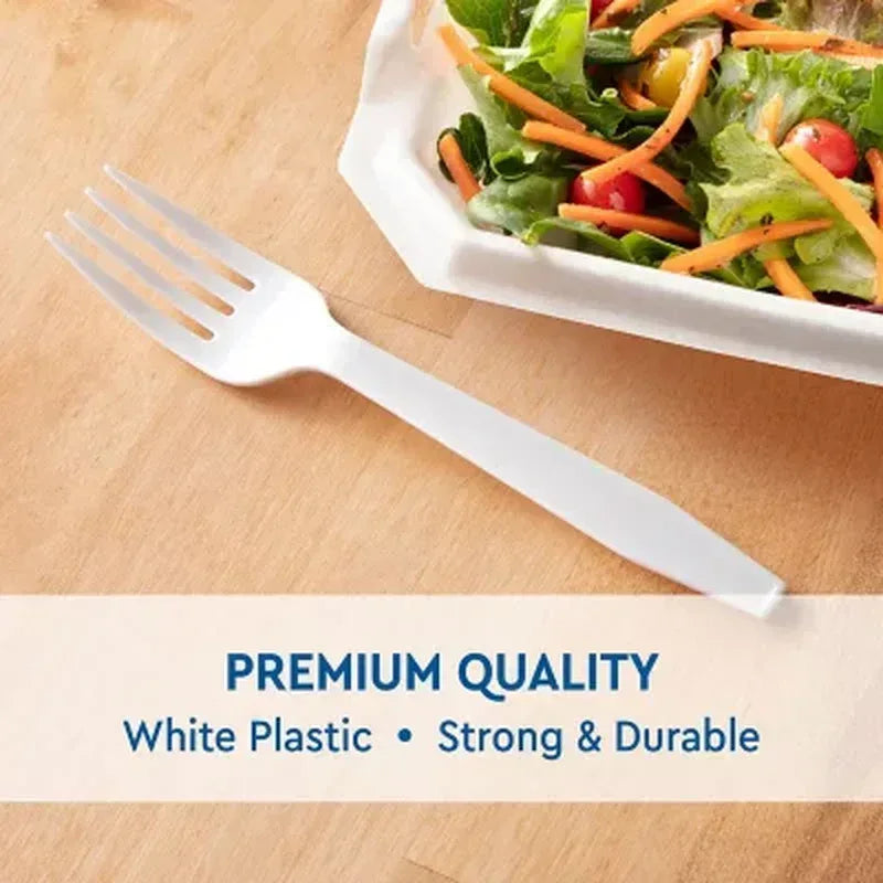 White Plastic Forks, Heavyweight (600 Ct.)