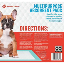Multipurpose absorbent training pad package back panel with directions and barcode