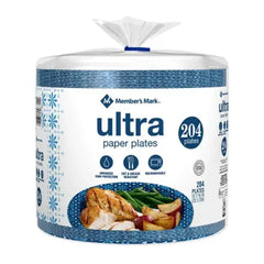 Member's Mark Ultra Dinner Paper Plates 10 Inch - 204 Count