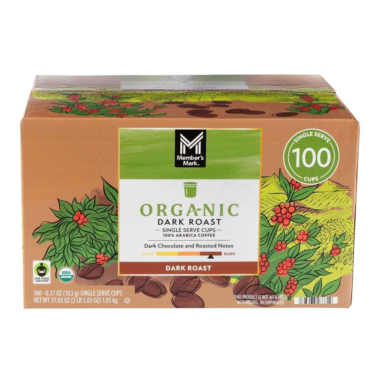 members mark organic dark roast coffee pods