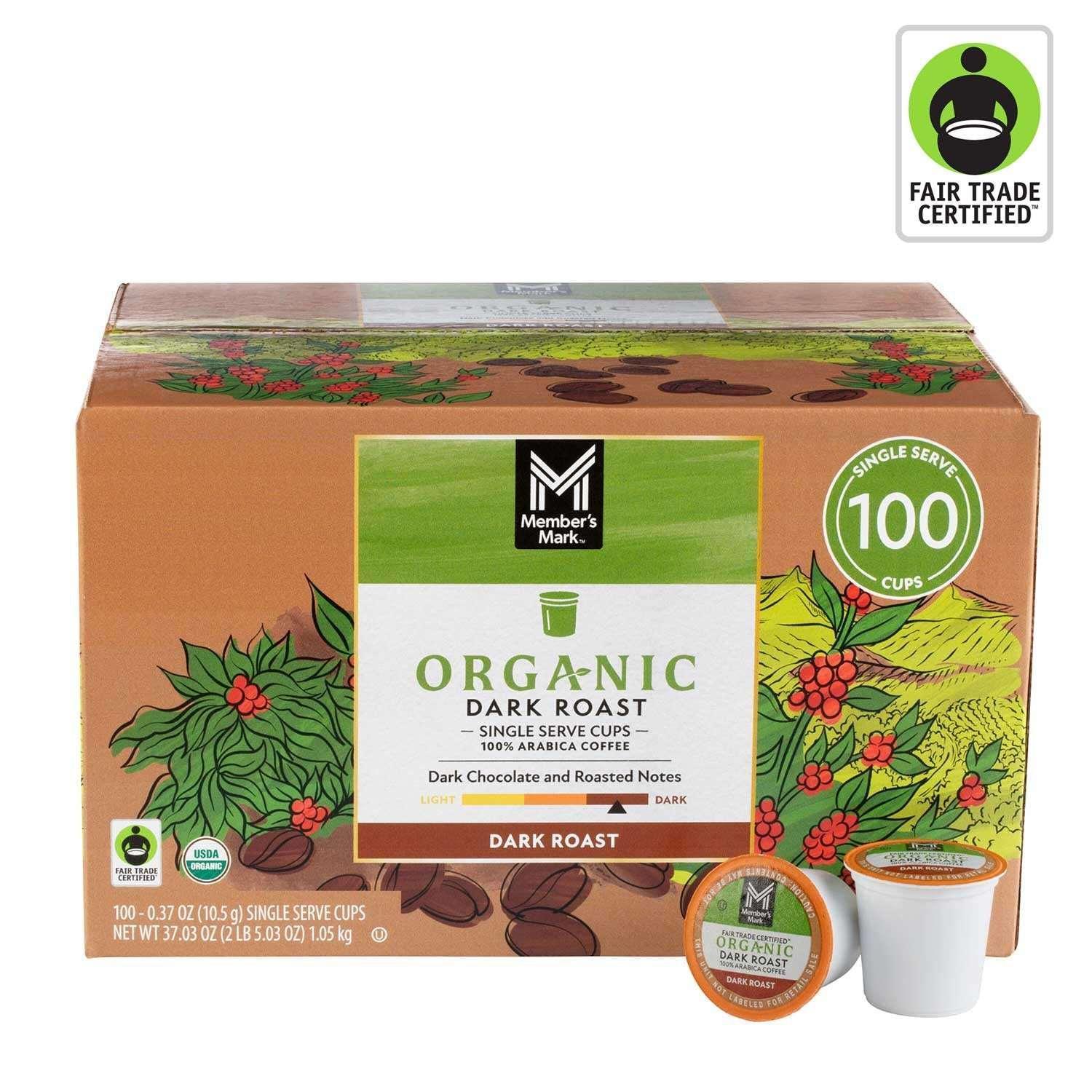 members mark organic dark roast coffee pods