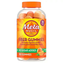 Metamucil Fiber Gummies jar, no sugar added orange flavor, 180 gummies